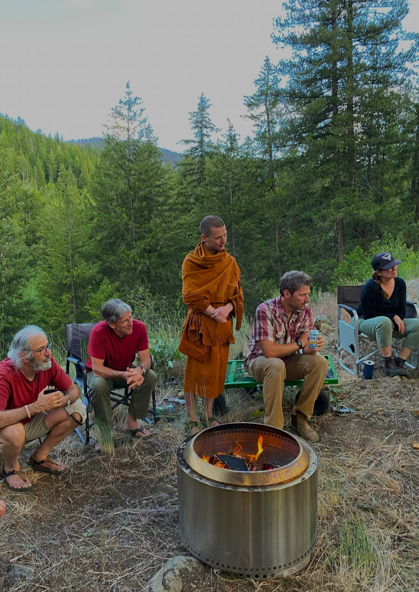 Gathering around the campfire on the Clear Mountain 